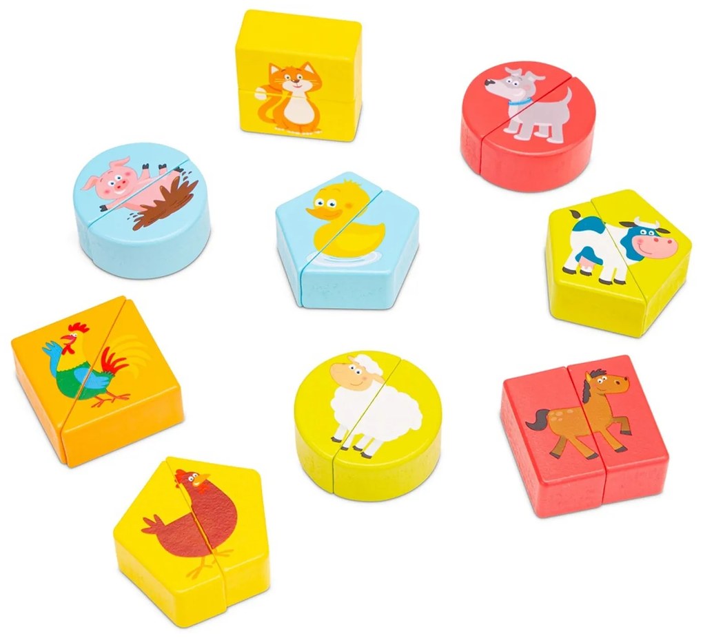 Drevené vkladacie puzzle - tvary a zvieratá