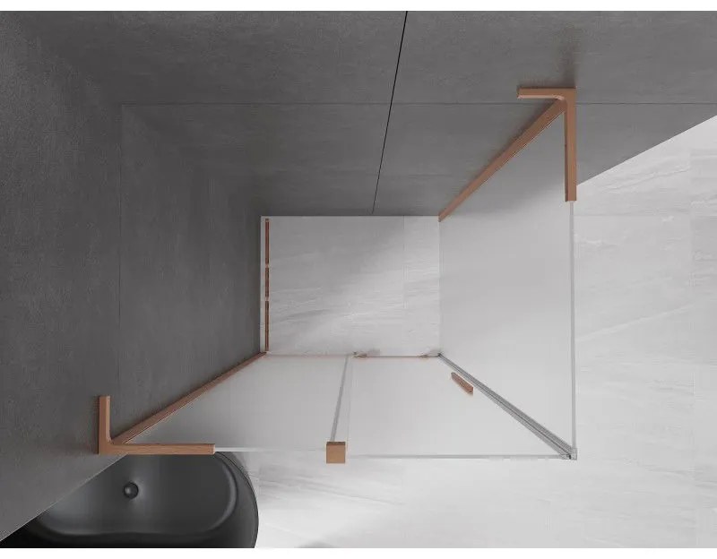 Mexen Velar L, sprchový kút s posuvnými dverami 100 x 80 cm, 8mm sklo námraza, medená matná, 871-100-080-33-65