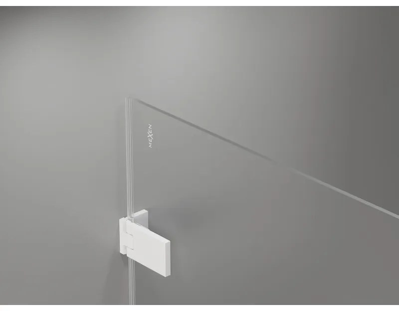 Mexen Lunar-F L, sklápací sprchový kút pravý 70 x 70 cm, 8mm číre sklo, biely profil, 836L-070-070-20-00-P
