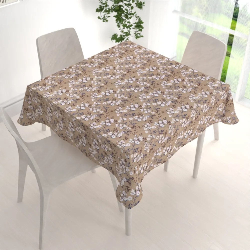 Biante Dekoračný štvorcový obrus PML-036 Popínavé kvety na hnedom 40x40 cm