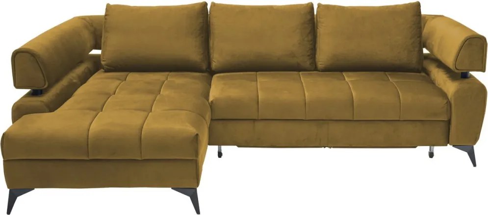Rohová sedacia súprava Paris, horčicová žltá látka, ľavý roh