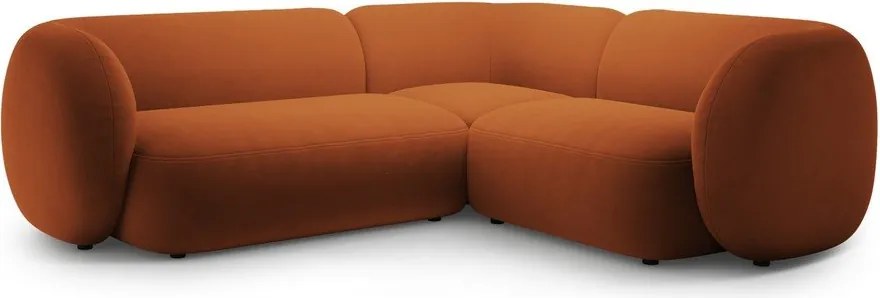 Zamatová rohová pohovka v terakotovej farbe (pravý roh/do L) Kate – Micadoni