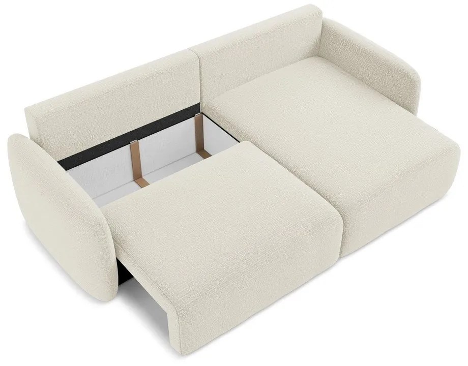 Krémovobiela rozkladacia/s úložným priestorom rohová pohovka (pravý roh) Kalena – Makamii