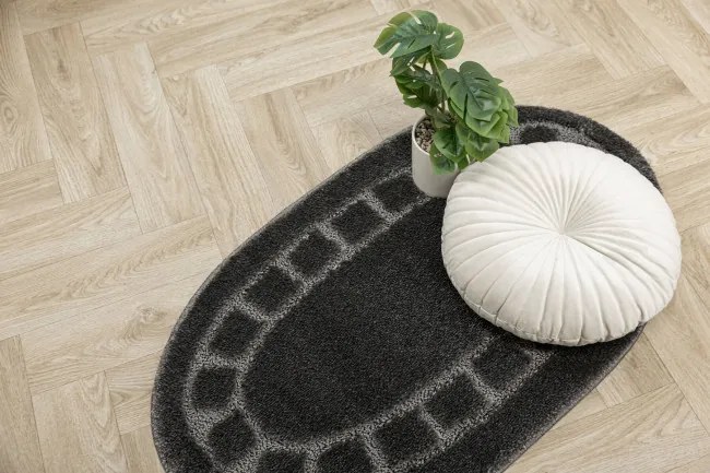 Kúpeľňový koberček Ocean tmavosivý ovál