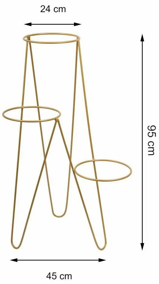 STOJAN NA KVETINÁČ TRIPOD 95X45X24 CM ZLATÁ