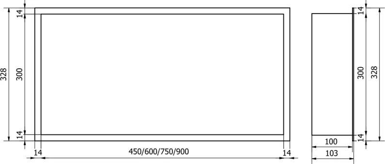 Mexen X-Wall-R, polica na zapustenie s prírubou 75 x 30 cm, medená matná - 19C0753010
