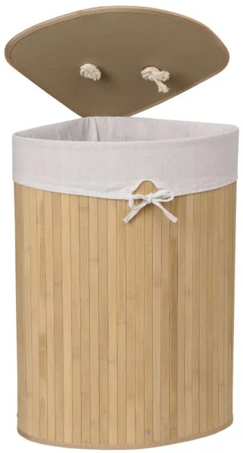 Rohový kôš na bielizeň 60 l bambusový béžový