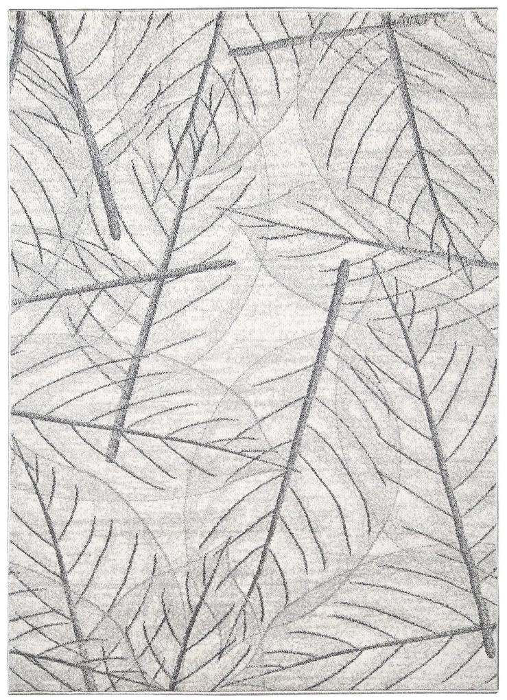 Svetlý krémový moderný koberec s motívom listov