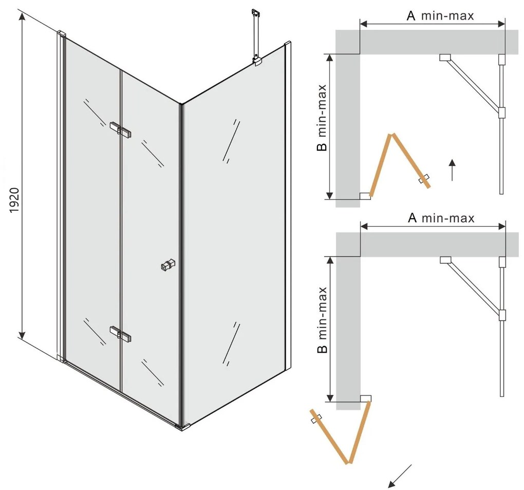 Sprchovací kút maxmax LIMA - 90x80 cm