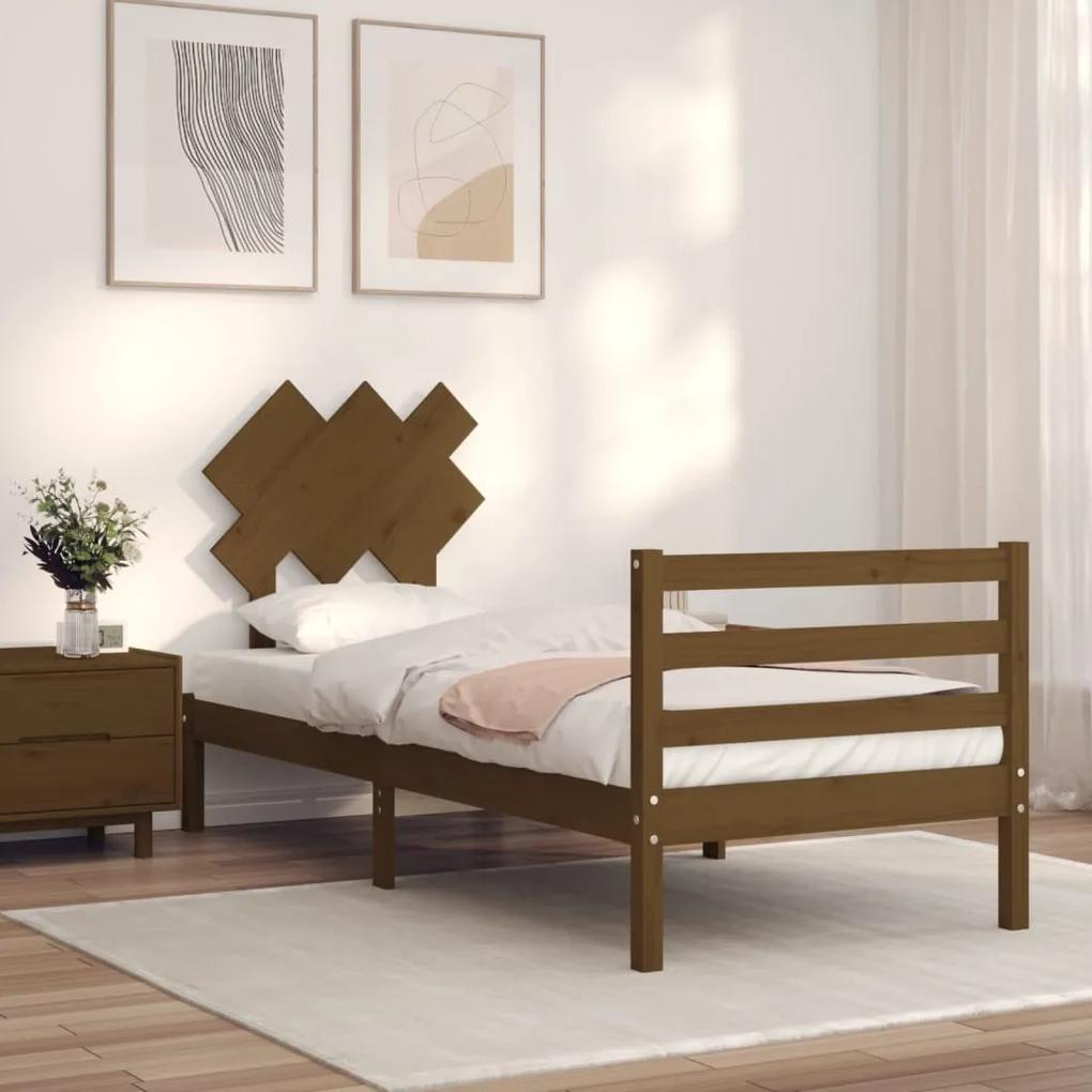 Rám postele s čelom medovohnedý 3FT jednolôžko masívne drevo 3195254