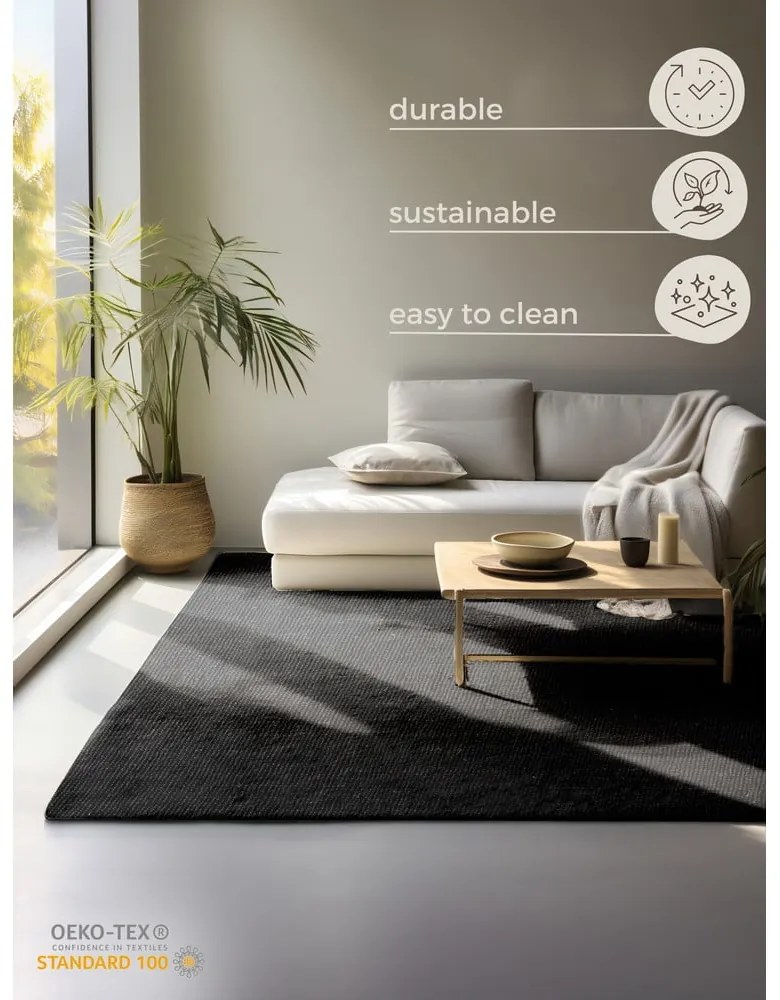 Čierny jutový koberec 80x150 cm Bouclé – Hanse Home