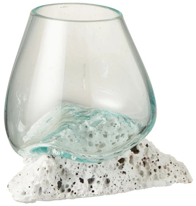 Sklenená váza vsadená na lávový kameň Lava M - 17 * 12,5 * 13,5 cm