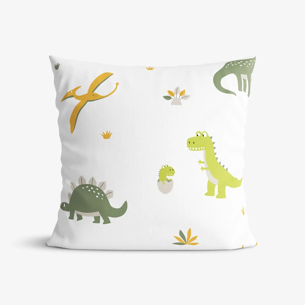 Goldea detská bavlnená obliečka na vankúš - dinosaurie dobrodružstvo 40 x 40 cm