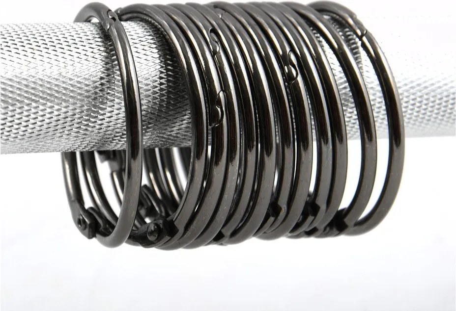 Matne čierne krúžky k sprchovému závesu v súprave 12 ks Ringo Small – Spirella