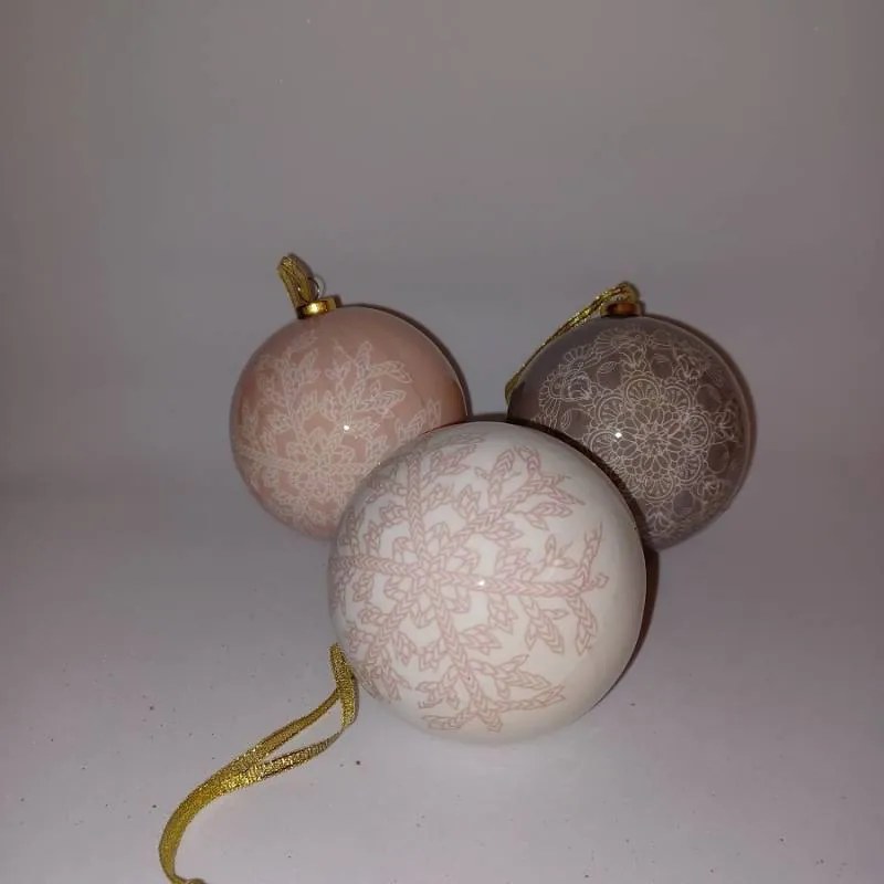 DECOLED Sada ozdôb, 6 ks, priemer 8 cm, 3 farby, snehové vločky