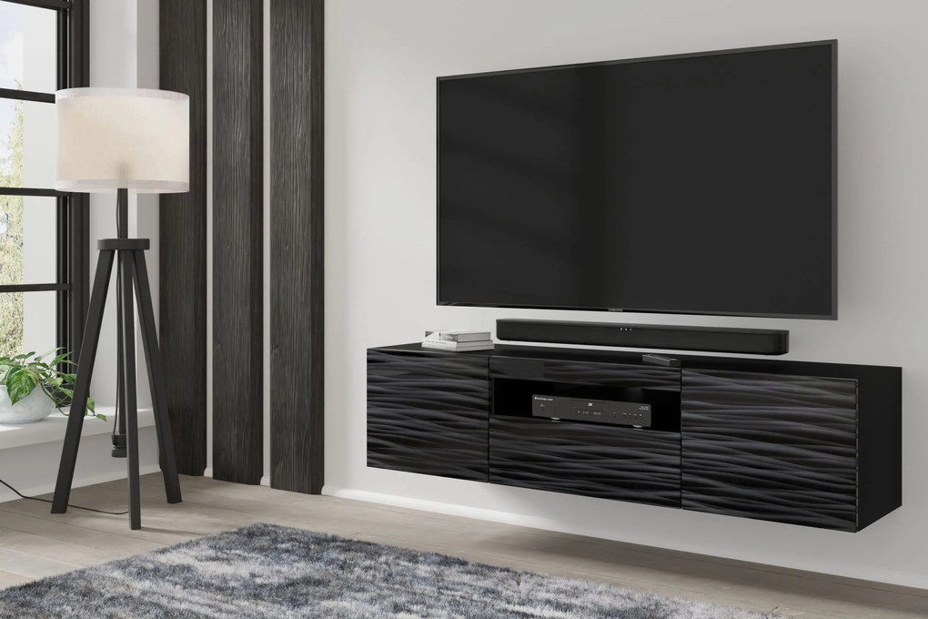 TV stolík/skrinka Aurora 150 (sahara čierna). Akcia -22%. Vlastná spoľahlivá doprava až k Vám domov. 1124865