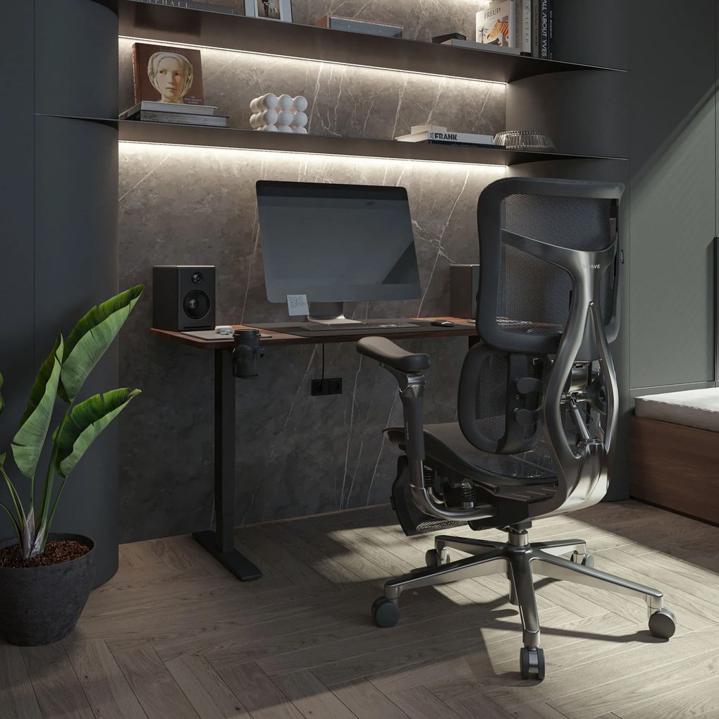 Ergonomická kancelárska stolička s podnožkou Premium Normal Size, čierna: Diablo V-Kinetic
