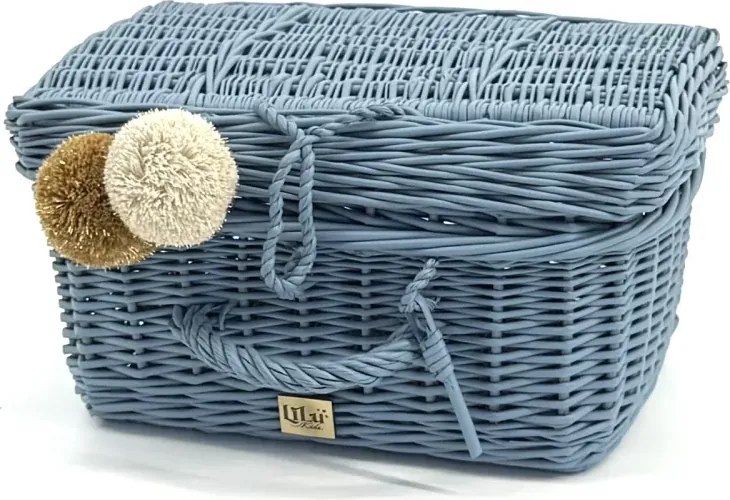 Prútený kufrík - modrá