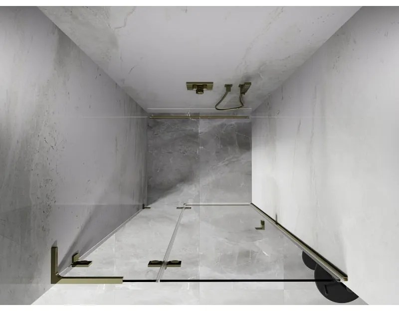 Mexen, Mexen Lunar L výklopné ľavé sprchové dvere 75 cm, transparentné, zlaté - 834L-075-000-50-00-L