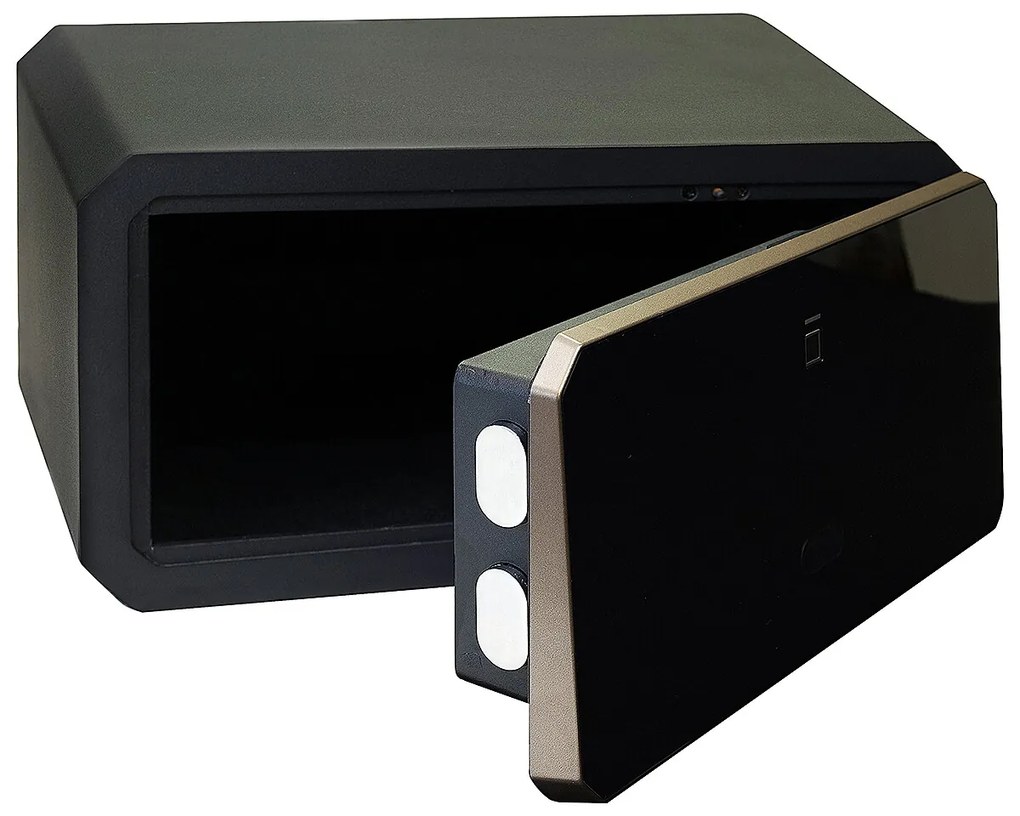 Oceľový sejf s elektronickým zámkom na číselný kód a odtlačok prsta RICHTER RS.23.LUX.FIN, RICHTER černá