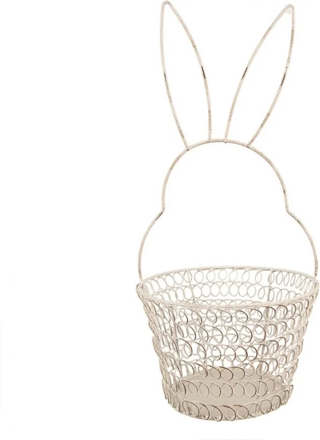 Biely drôtený dekoračný košík králik Bunny - Ø 15*34 cm