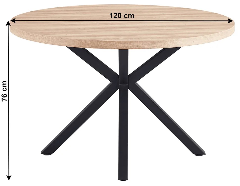 Kondela Jedálenský stôl, dub sonoma/čierna, priemer 120 cm, MEDOR