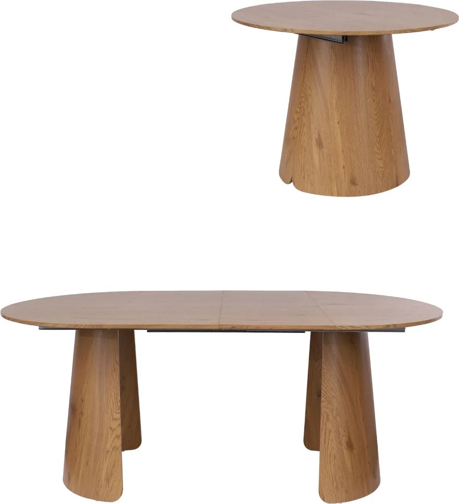 Okrúhly rozkladací stôl Enzo M Plus, 100–180 cm, divoký dub