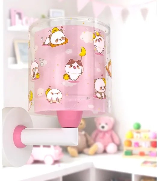 Dalber 41769S - Detská nástenná lampa KAWAII FRIENDS 1xE27/15W/230V ružová