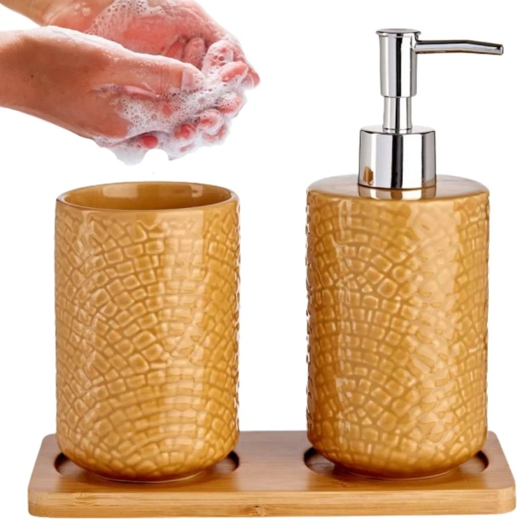 Sada kúpeľňových doplnkov Camel, oranžová/s chromovými prvkami