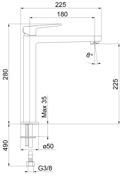 Sapho - Umývadlová batéria TURSI 28 cm lesklý chróm