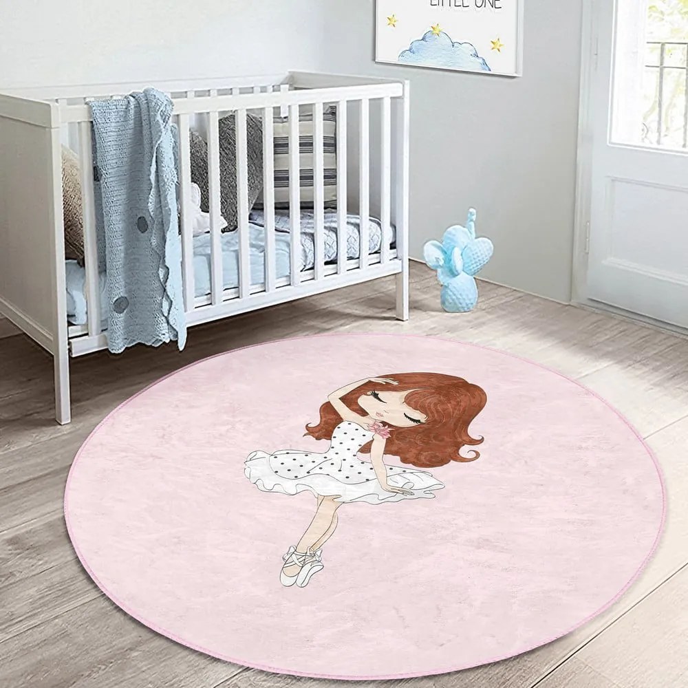 Ružový detský koberec ø 120 cm Comfort – Mila Home