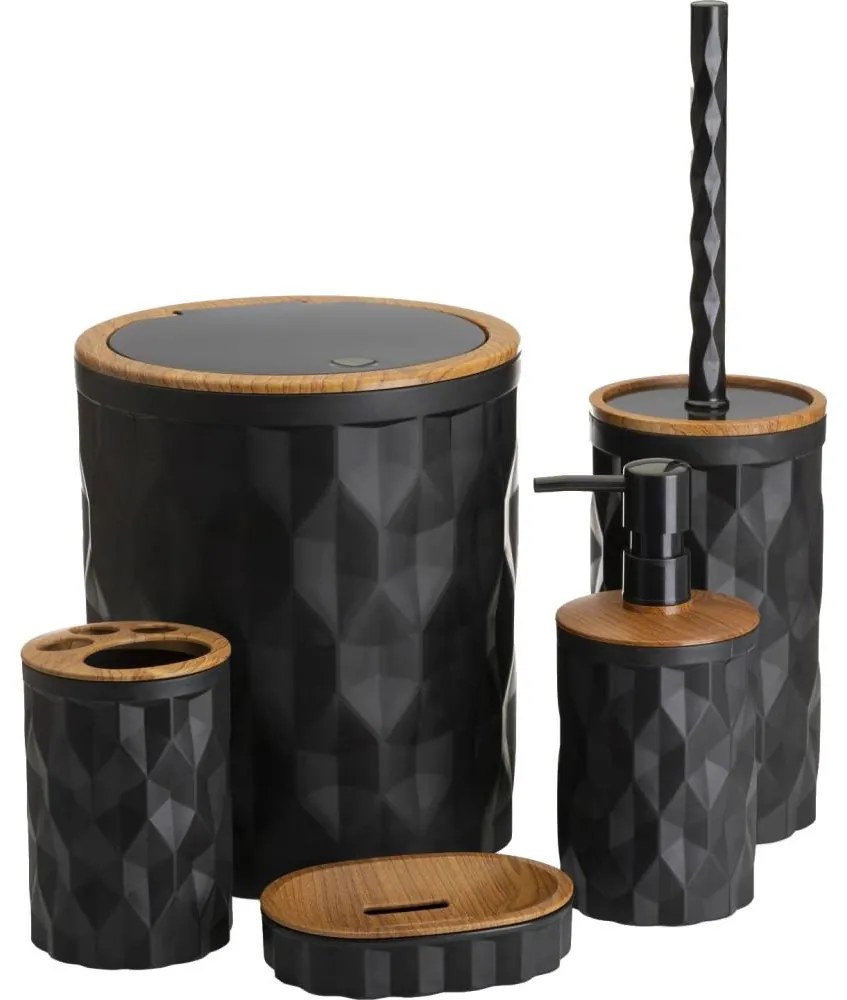 Kúpeľňový set REINA 5 ks čierna/hnedá