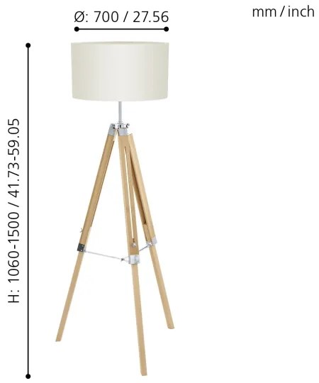 Eglo 44114 - Stojacia lampa LANTADA 1xE27/60W/230V