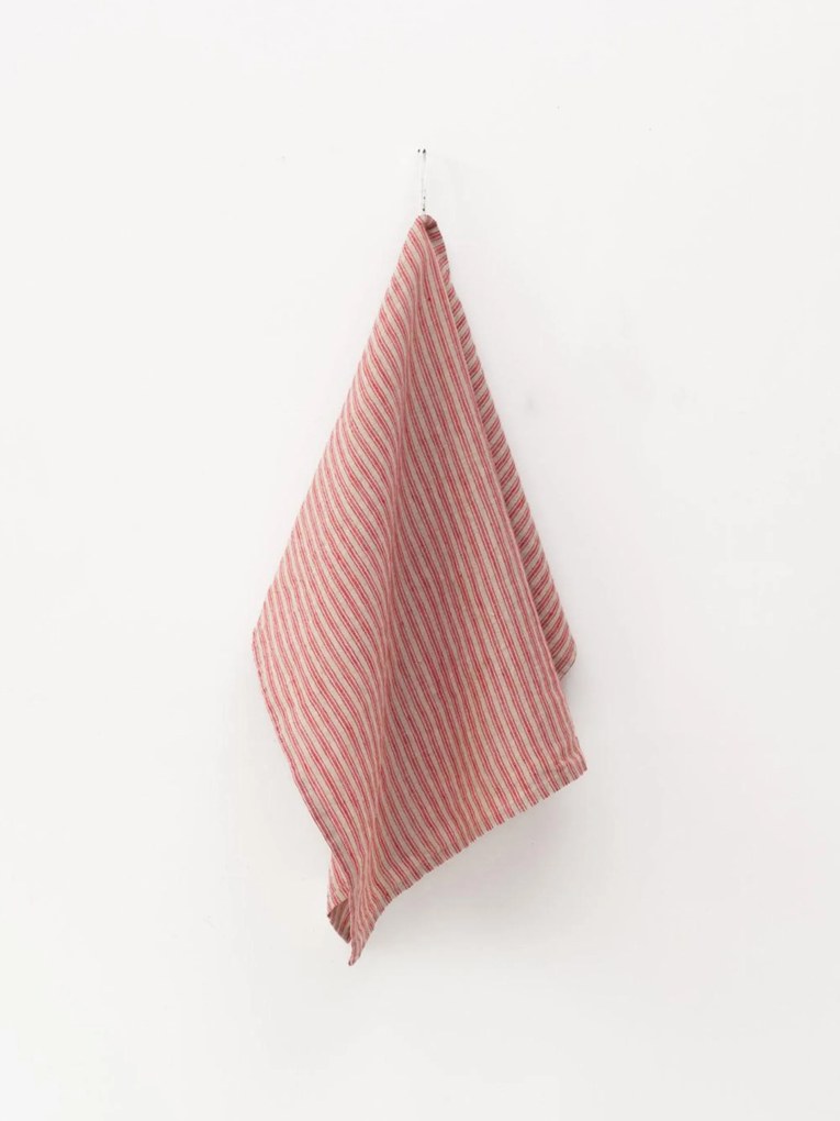 Ľanová kuchynská utierka Red Natural Stripes