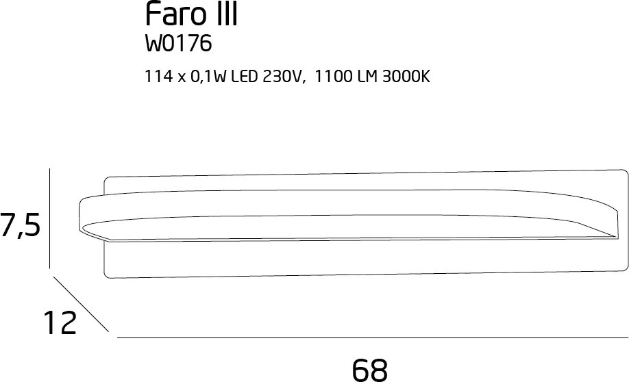FARO | chrómové nástenné led svietidlo Rozmer: šírka 68cm