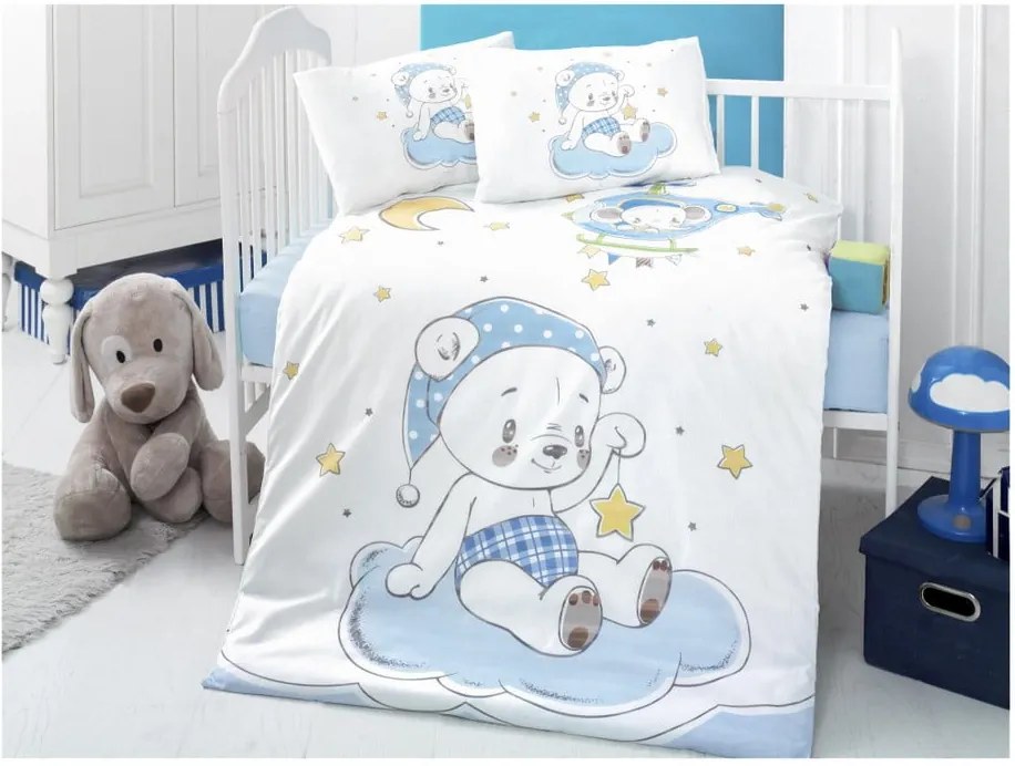 Set bavlnenej detskej obliečky s plachtou Night Bear, 100 × 150 cm