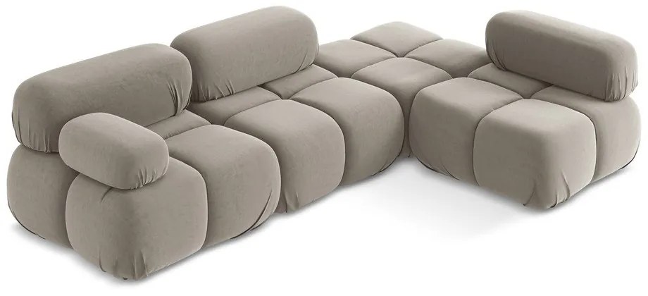 Béžová zamatová modulárna rohová pohovka (pravý roh) Lokua – Makamii