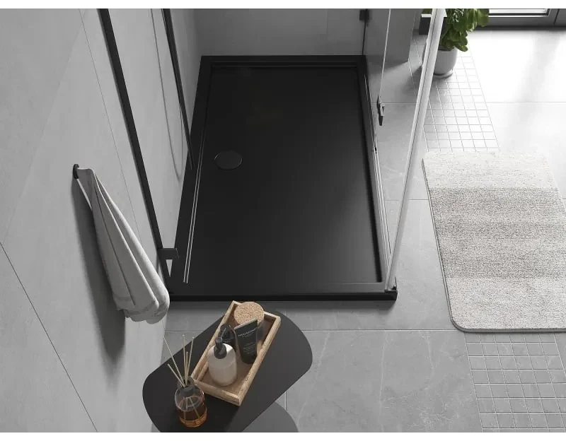Mexen Flow Slim, obdĺžniková sprchová vanička 140 x 95 cm, čierna matná, 46R709514