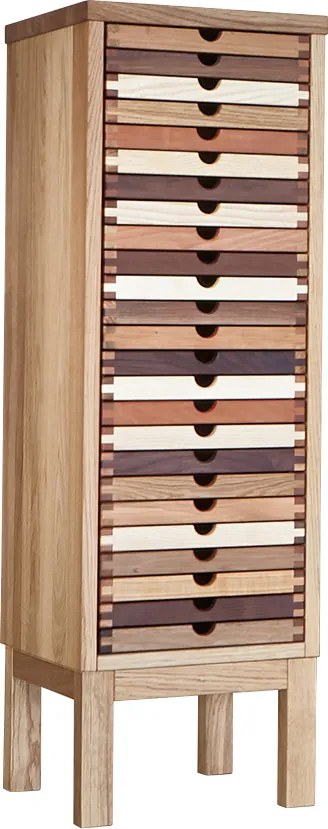 Vysoká úzka komoda SIXtematic s 25 zásuvkami A4, 32×40×106 cm Buk