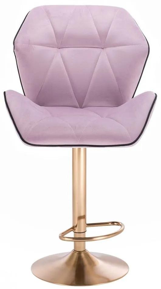 LuxuryForm Barová stolička MILANO MAX VELUR na zlatom tanieri - levanduľa