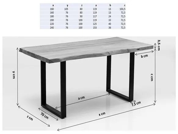 Symphony jedálenský stôl 160x80 cm tmavý/mosadz