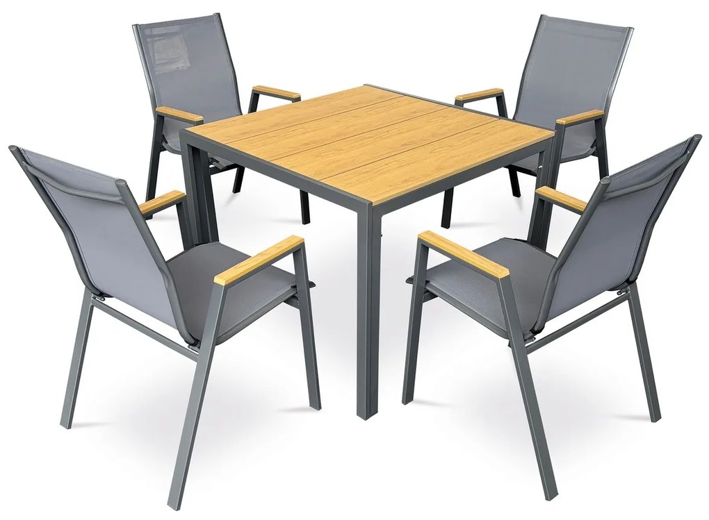 Autronic Záhradný stôl, kov, polywood, hnedá, AZT-S1209 OAK