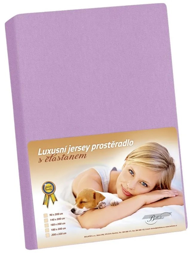Bellatex Jersey prestieradlo s elastanom fialová, 180 x 200 cm