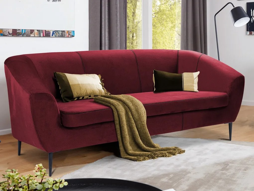 Trojmiestna pohovka Olivio, červená zamatová látka