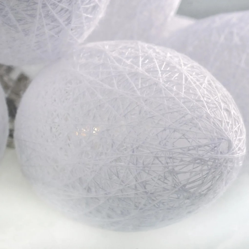 Ecolamp LED svetelná reťaz Eggs, 1,6 m, biela