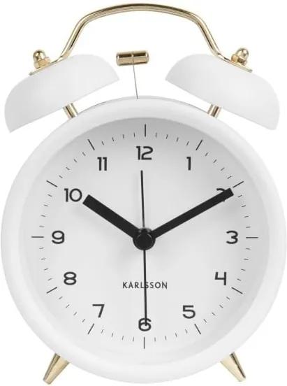 Biely budík Karlsson Classic Bell, ⌀ 10 cm