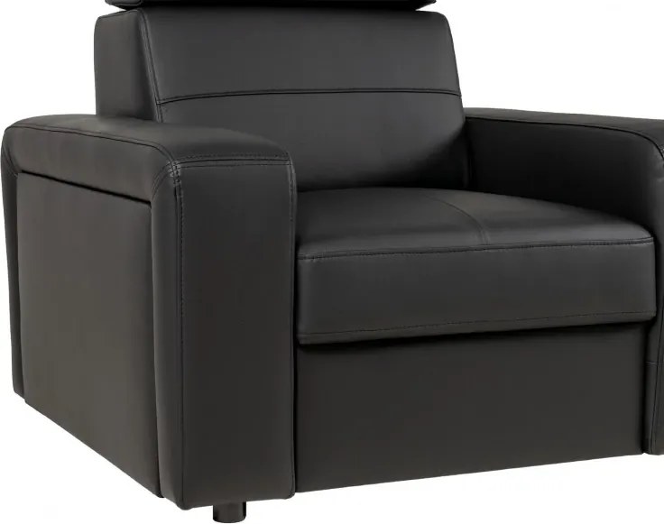 Kožené kreslo LUCIO, čierna (čierne prešitie)