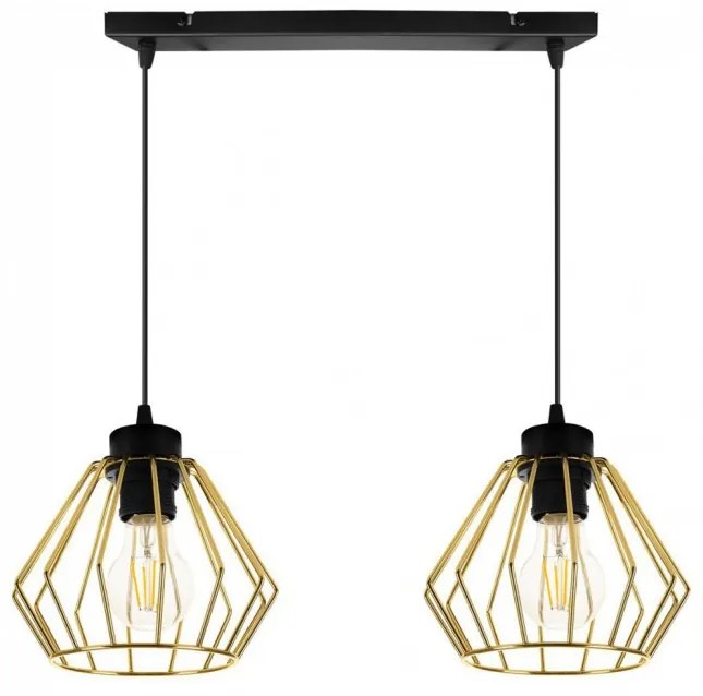 Priemyselná kovová závesná lampa so zlatými odtieňmi