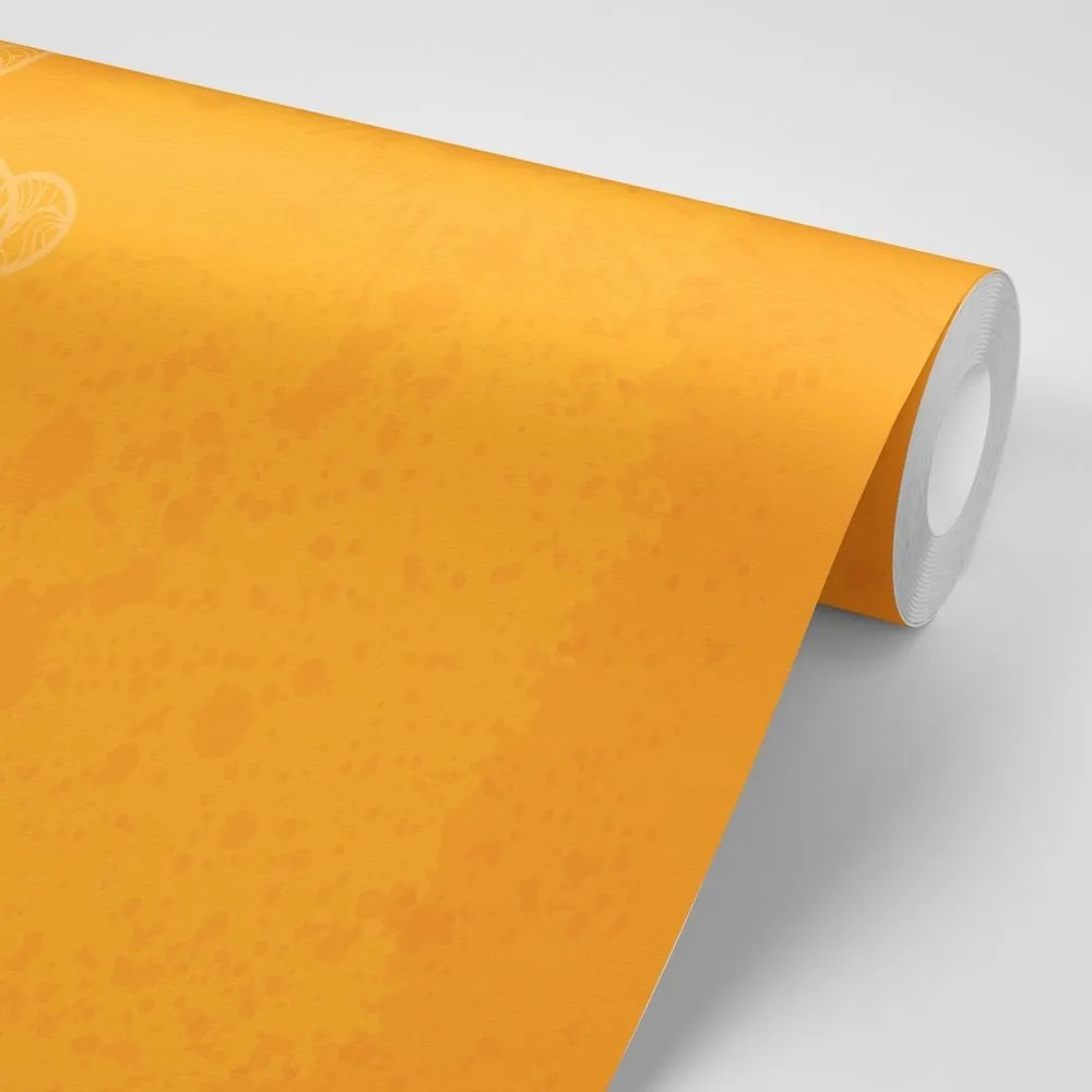 Samolepiaca tapeta oranžová arabeska na abstraktnom pozadí - 150x100