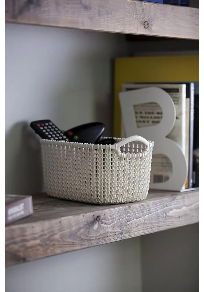 Biely úložný košík Curver Knit, 3 l